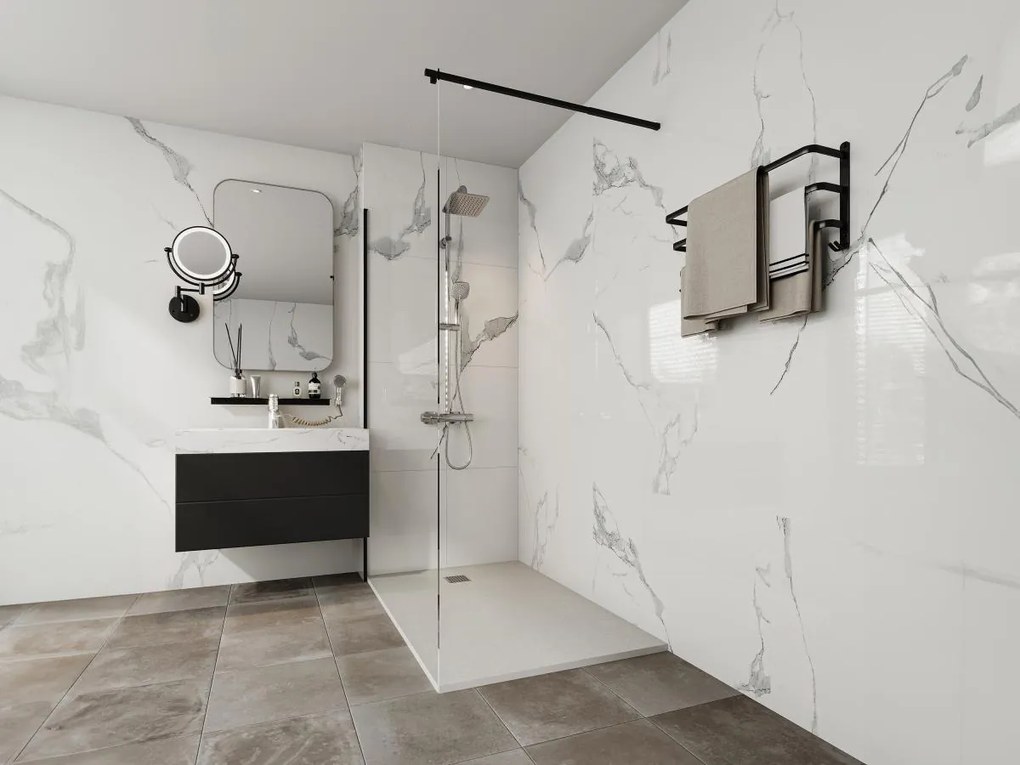 Piatto per doccia da posare o da incasso con sifone 140 x 90 cm in Resina Bianco - MIRNOSA