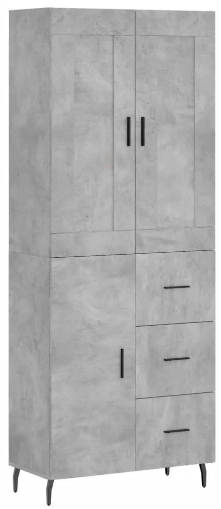 Credenza grigio cemento 69,5x34x180 cm in legno multistrato