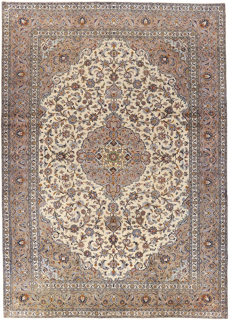 Kashan Tappeto 290 x 410 Beige (Iran) Annodato A Mano