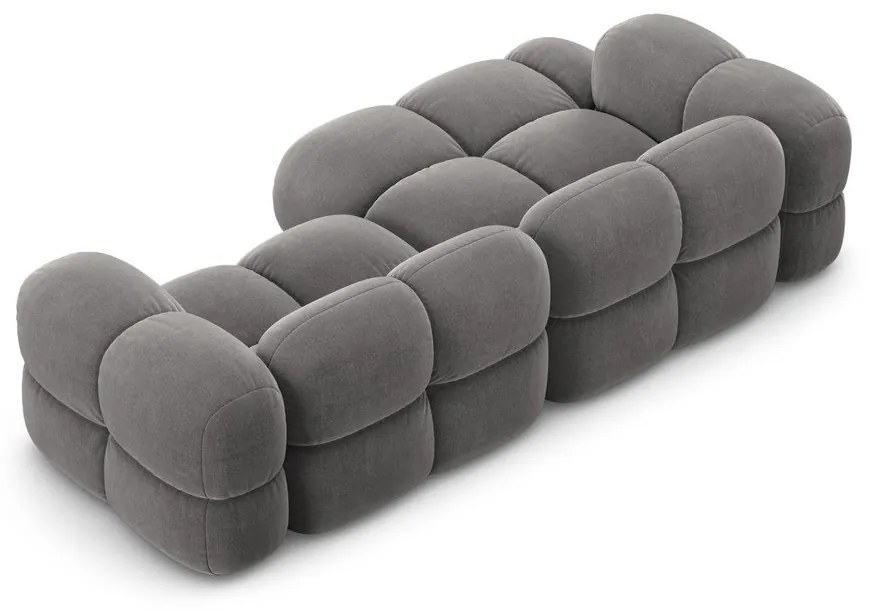 Divano angolare grigio (con penisola a sinistra/con chaise lounge) con rivestimento in velluto Loretto – Cosmopolitan Design