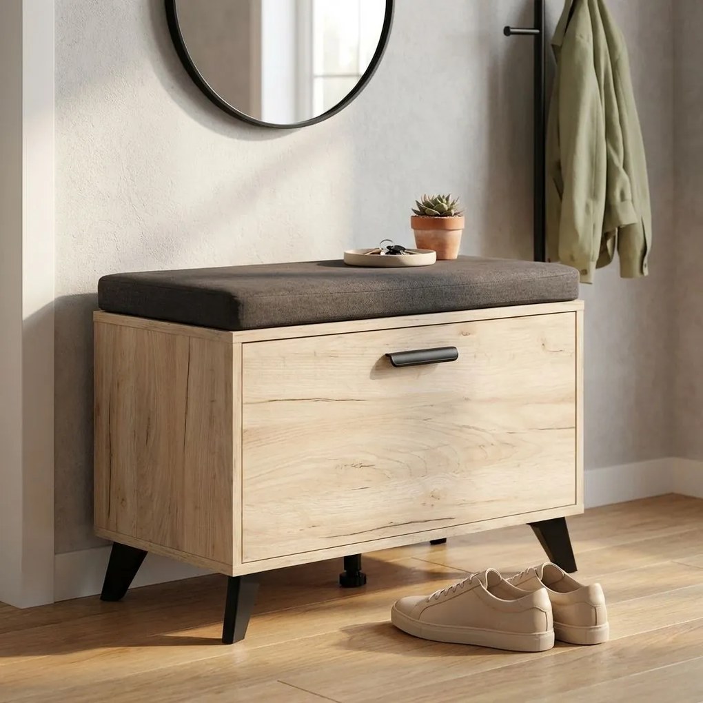DODO - armadietto per ingresso con cuscino colore rovere
