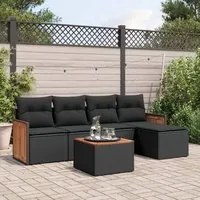 Set Divano da Giardino 6 pz con Cuscini Nero in Polyrattancod mxl 90443