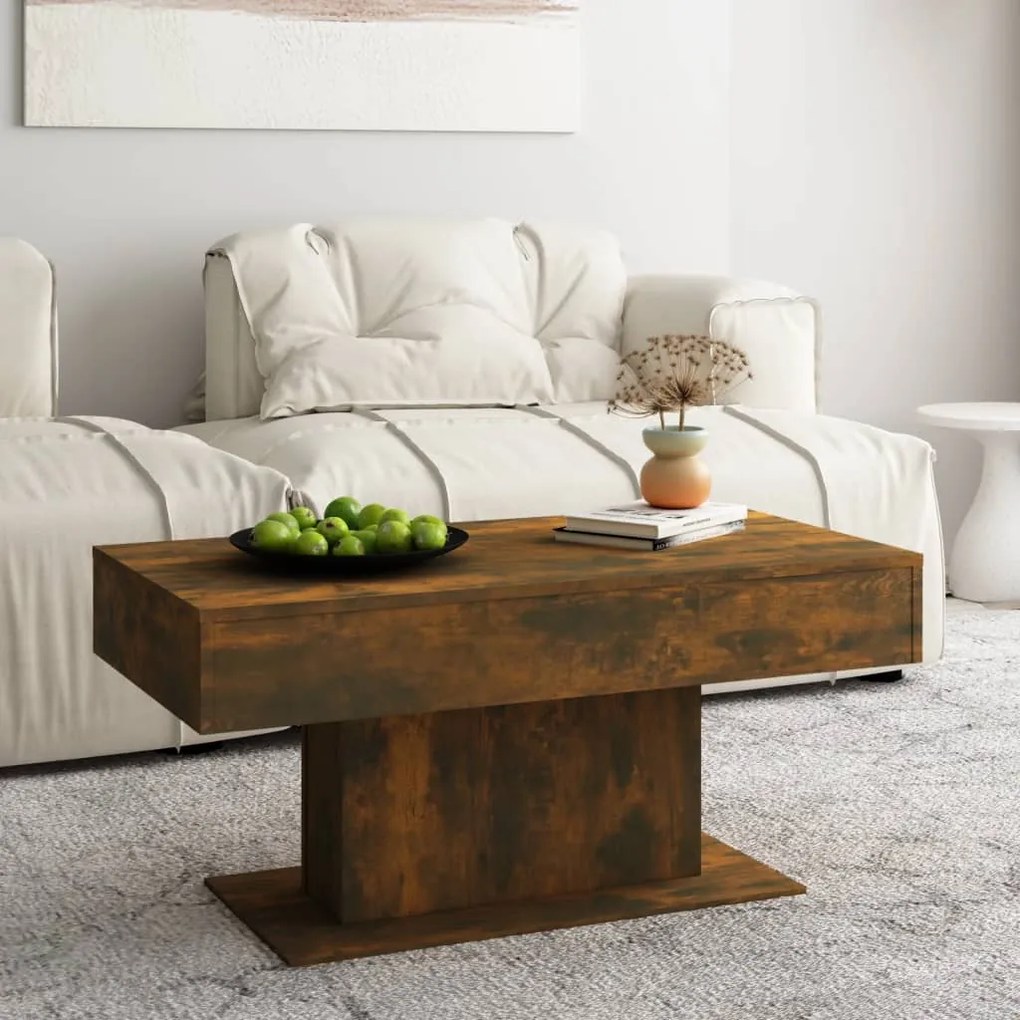 Tavolino Da Salotto Rovere Fumo 96x50x45cm İn Legno Multistrato /