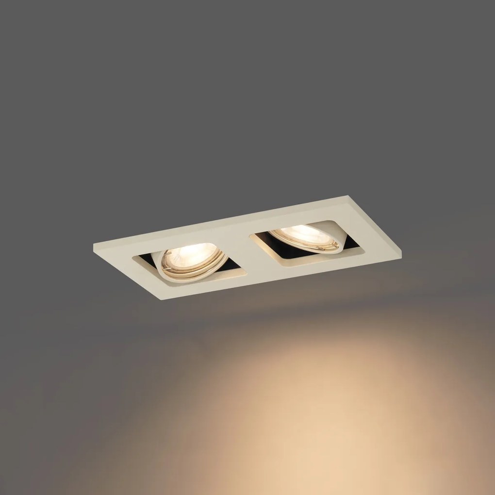 Faretto da incasso moderno beige GU10 50 mm girevole e orientabile 2 luci - Qure