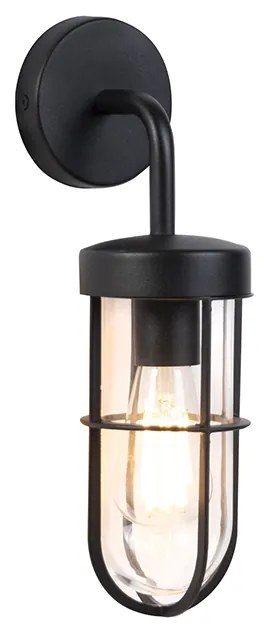 Lampada da parete esterna rustica nera con vetro - Elza