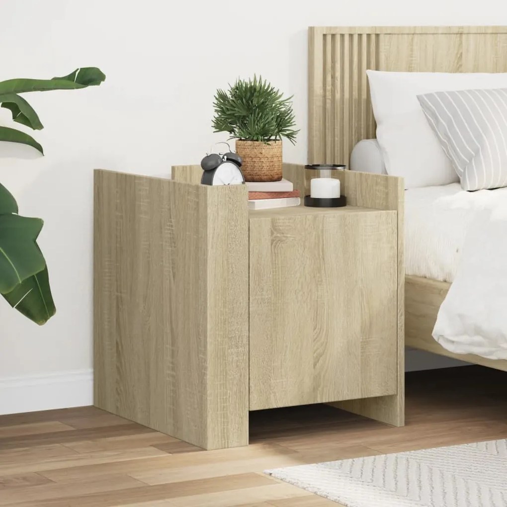 Comodino Rovere Sonoma 45x50x50 Cm İn Legno Multistrato /