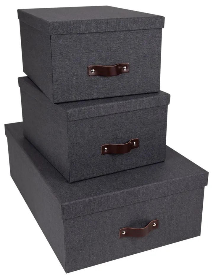 Set di 3 scatole portaoggetti nere Inge - Bigso Box of Sweden