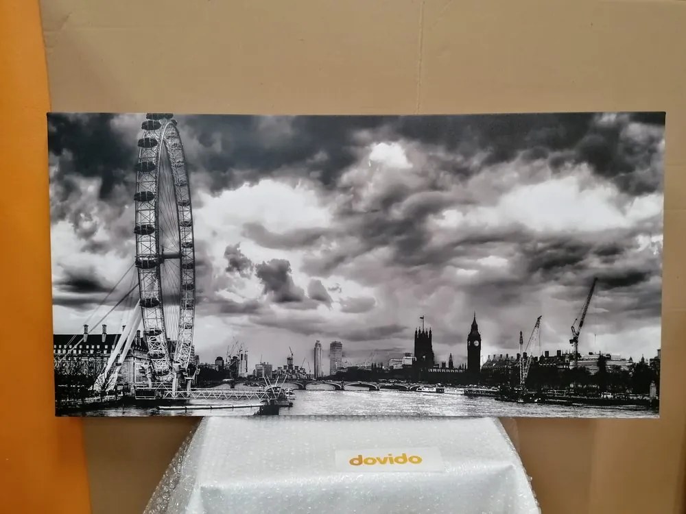Quadro su tela – Unico Londra e fiume Tamigi in bianco e nero