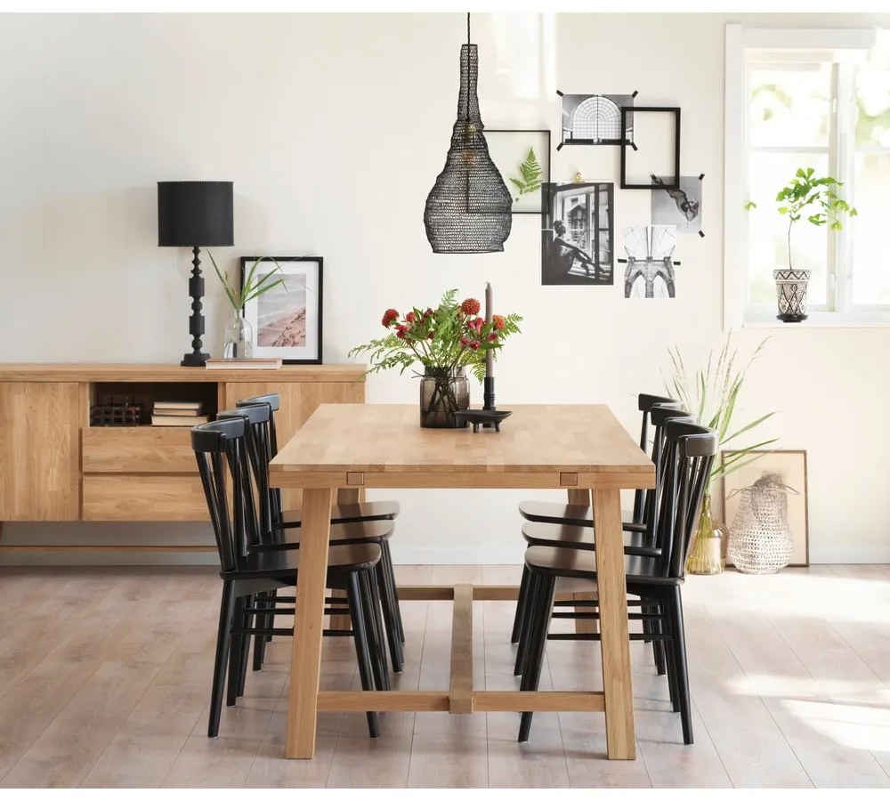 Tavolo da pranzo in legno di quercia effetto lucido 220 x 95 cm Brooklyn - Rowico