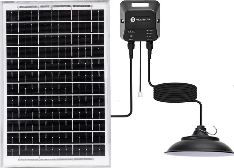 Aigostar - Lampadario solare a LED 70W/12V, batteria 6000 mAh, 6500K, diametro 23,5 cm
