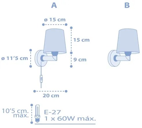 Dalber 82219T - Applique per bambini STAR LIGHT 1xE27/60W/230V blu