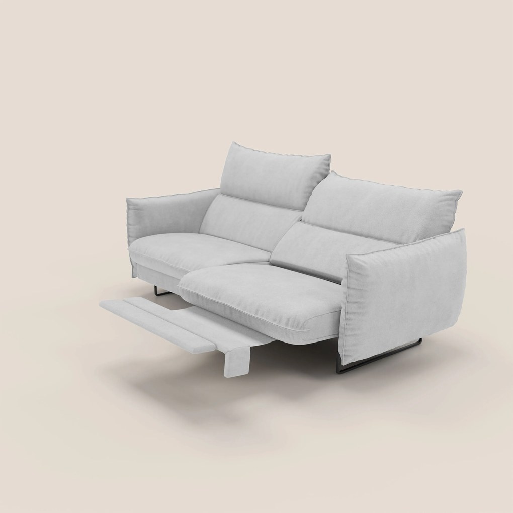 Monamour Divano dal design moderno con opzione relax elettrico in microfibra smacchiabile impermeabile T11 grigio chiaro
