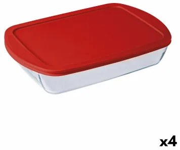 Portapranzo Rettangolare con Coperchio Ô Cuisine Cookstore Ocu Trasparente Vetro Silicone 4,5 L (4 Unità)