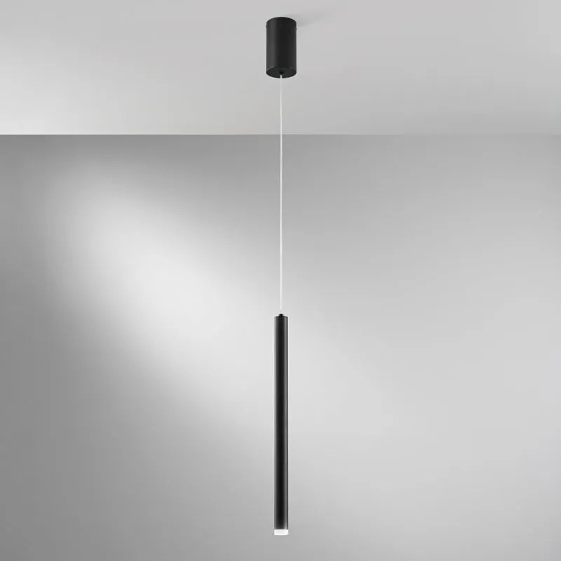 Lampadario LED moderno Pype nero Ø2.5cm, luce con 3 temperature di colore, LUCE AMBIENTE DESIGN