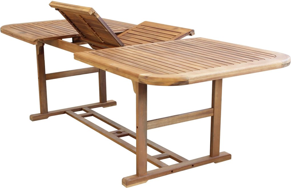 TURRIS - set tavolo in legno massiccio di acacia cm 180/240 x 100 x 74 h con 8 sedie e 2 poltrone Mulier