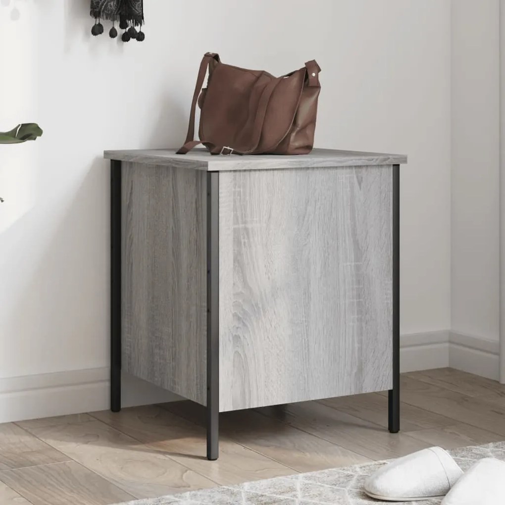 Panca Portaoggetti Grigio Sonoma 40x42,5x50cm Legno Multistrato /