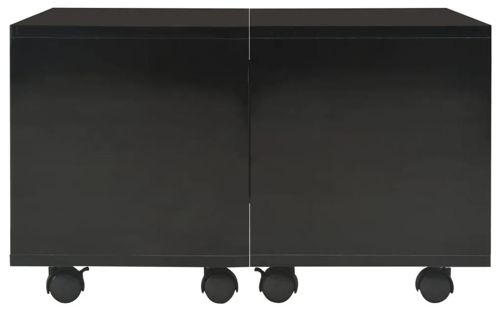Tavolino da Salotto Nero Lucido 60x60x35 cm Legno Multistrato