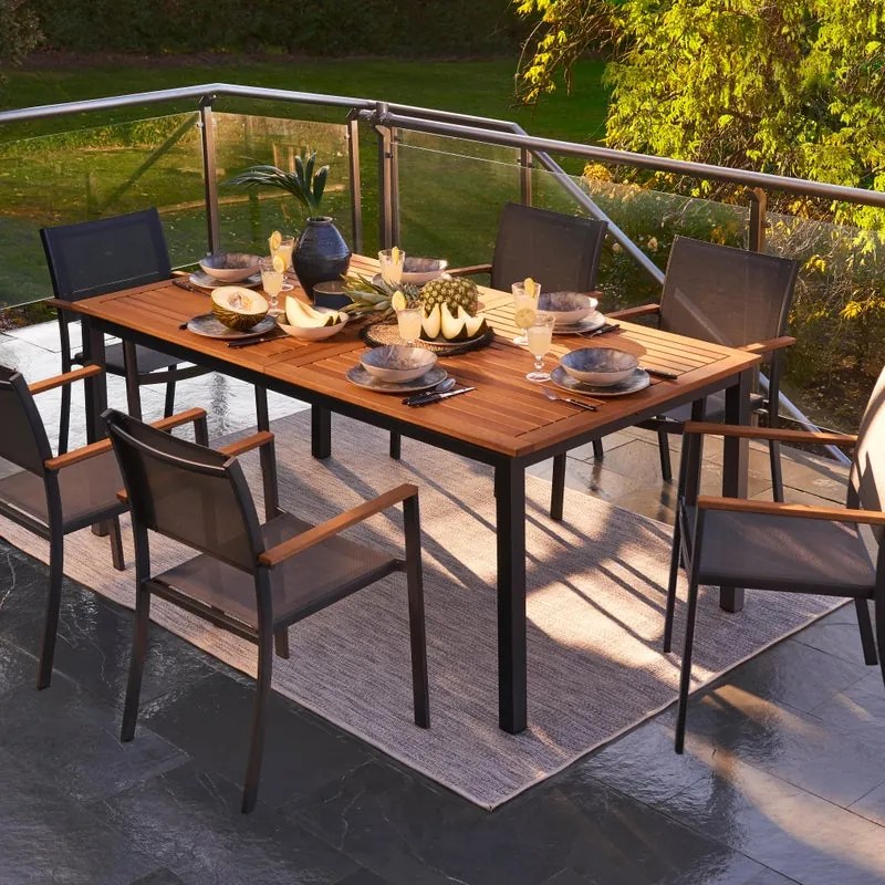Set tavolo e sedie Oris NATERIAL marrone per 6 persone
