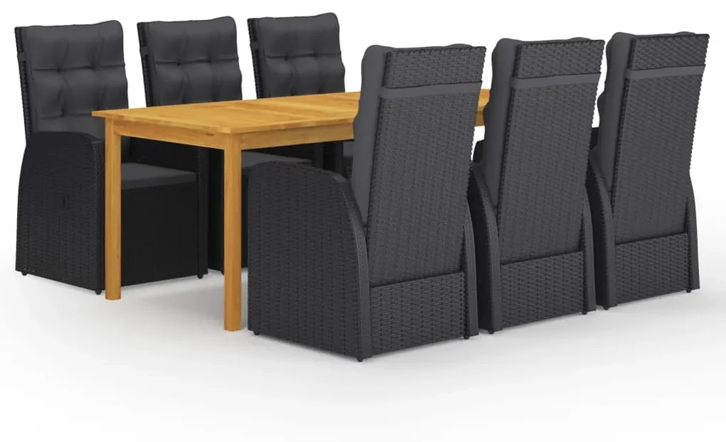 Set da pranzo da giardino 7 pz nero