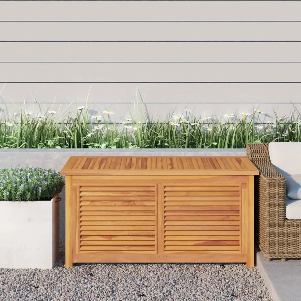 Contenitore Giardino Con Borsa 114x50x58cm Legno Massello Teak /