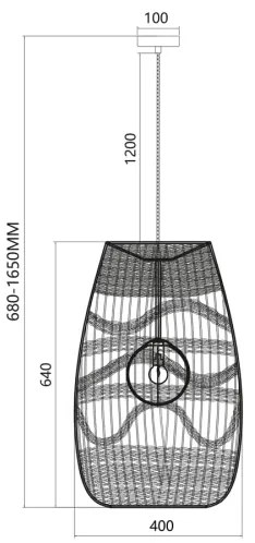 Lampadario a sospensione con filo ARONA 1xG9/9W/230V diametro 40 cm nero