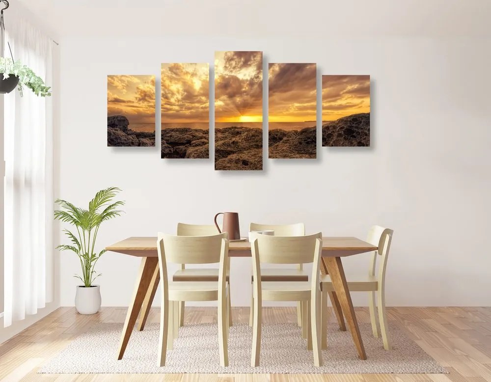 Quadri 5 pezzi – Scogliere del mare