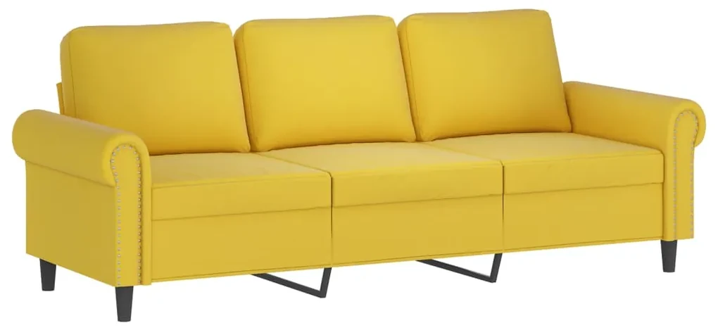 Set di divani 3 pz con cuscini giallo in velluto
