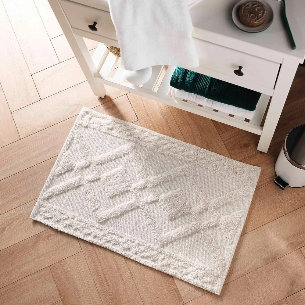 Tappetino per il bagno bianco 50x80 cm Gladis – douceur d'intérieur