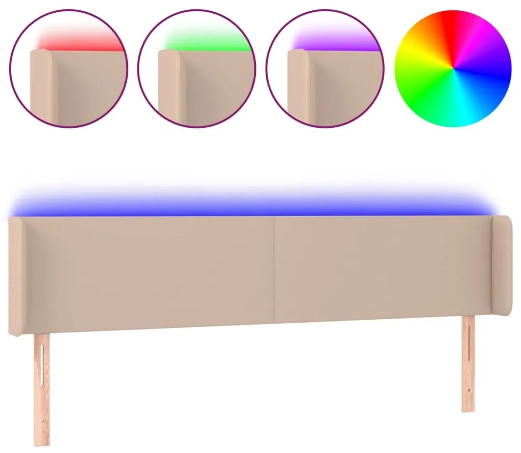 Testiera cappuccino a led 183x16x78/88 cm in similpelle