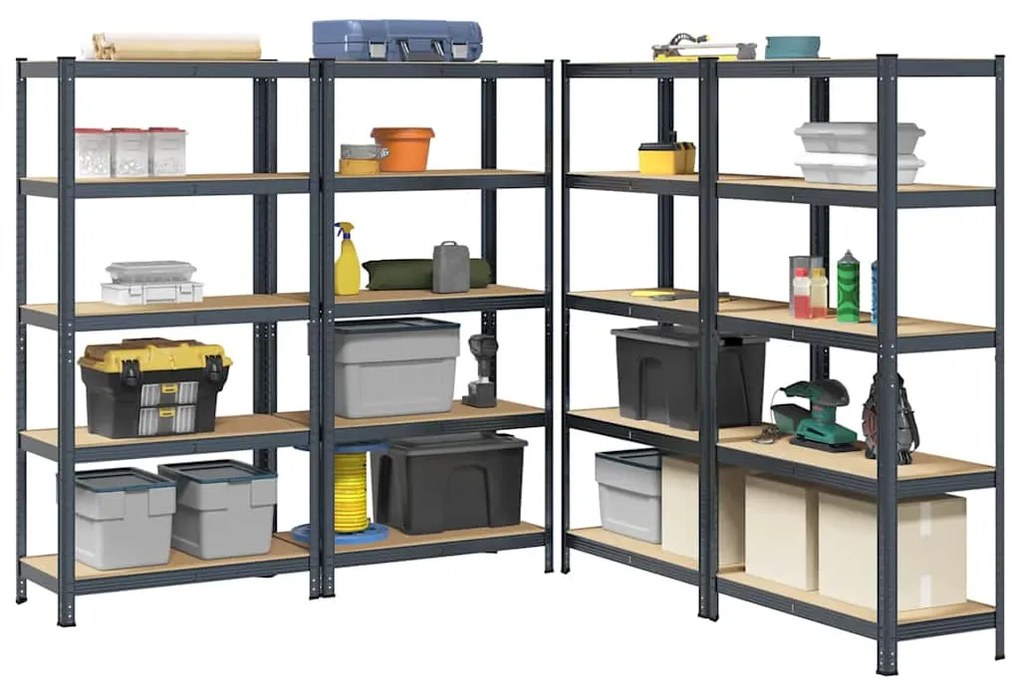 Scaffali Resistenti 5 Ripiani 4pz Antracite Acciaio&multistrato /