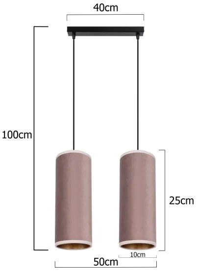 Lampadario a cavo AVALO 2xE27/60W/230V rosa/rame