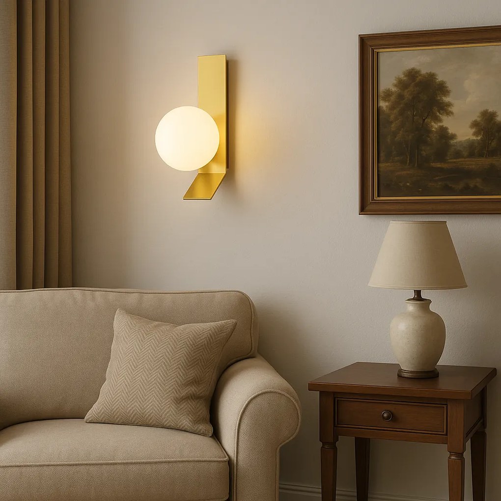 APP1758-1W Applique da parete in oro spazzolato/bianco