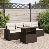 Set Divano da Giardino 5 pz con Cuscini Marrone in Polyrattan 3326244