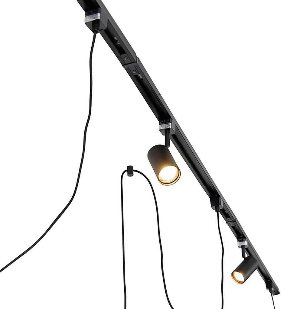 Sistema a binario intelligente nero con 3 faretti e lampada a sospensione monofase - Cavalux Jeana