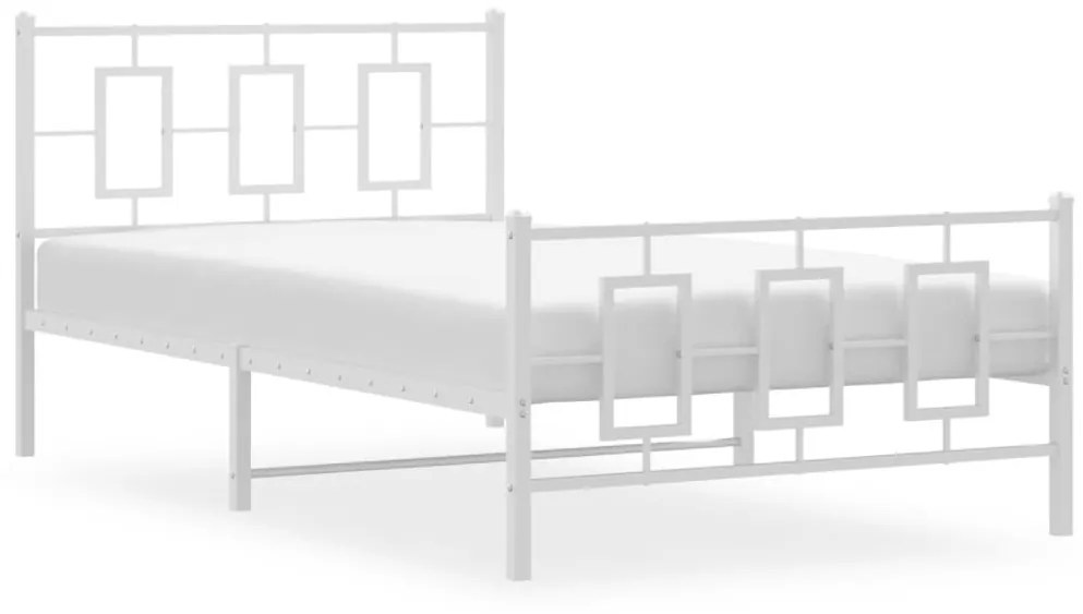 Giroletto con Testiera e Pediera Metallo Bianco 107x203 cm