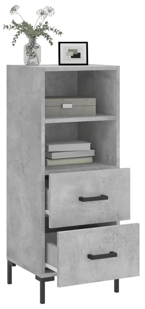 Credenza grigio cemento 34,5x34x90 cm in legno multistrato