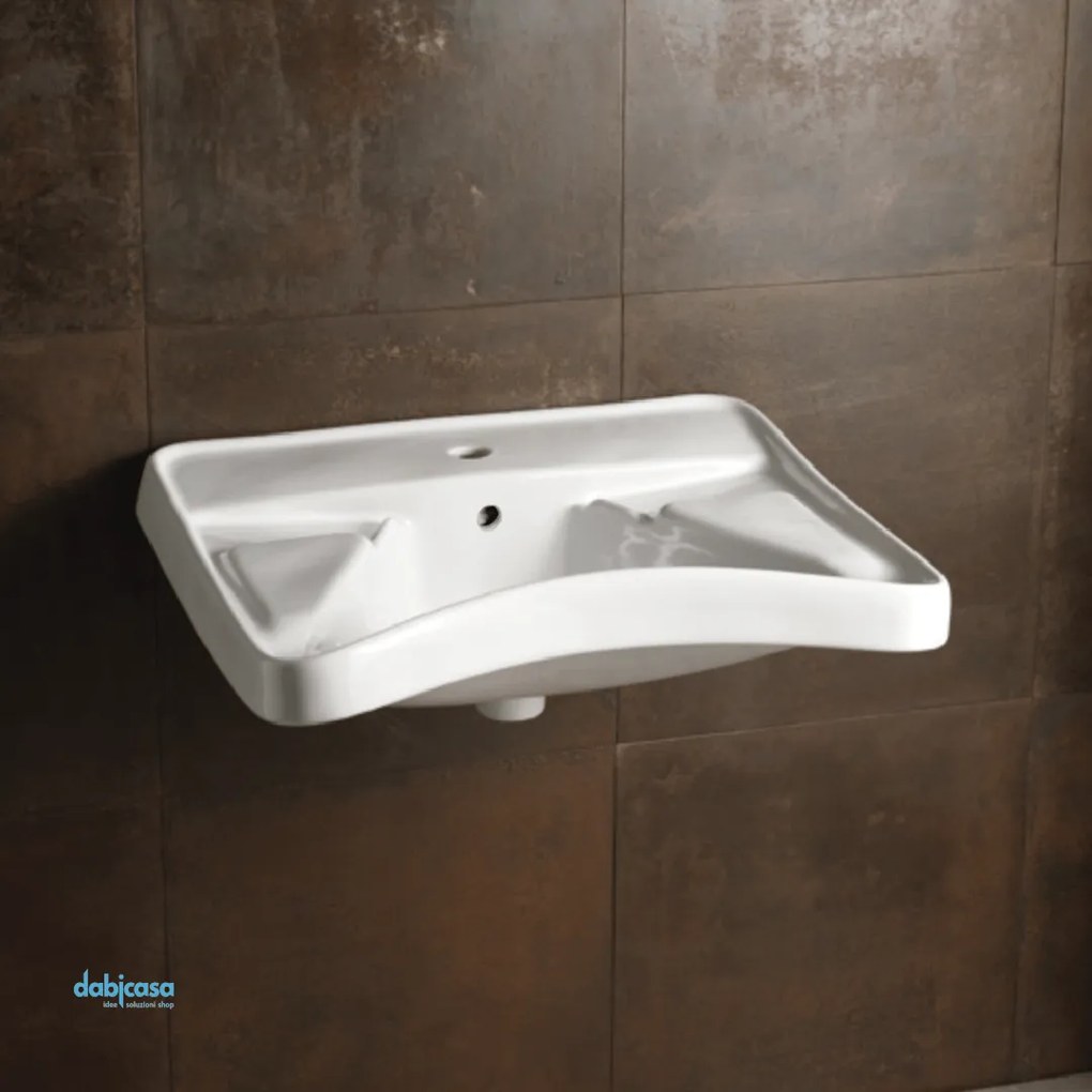 Lavabo Sospeso Da 66x56,5 Bianco Lucido