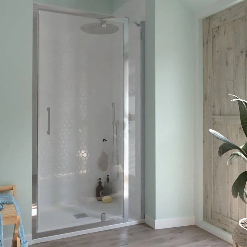 Porta doccia battente Bilbao L 120 x H 190cm, Sp. 6 mm in vetro vetro senza finitura / trasparente profilo cromo