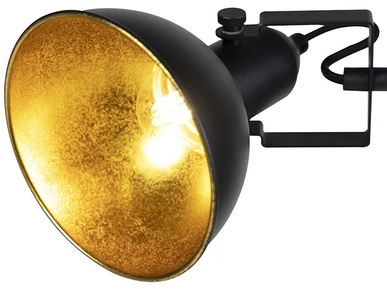 Lampada da terra industriale nera con oro 3 luci - Tommy