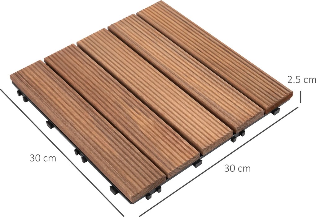 Pavimentazione da Esterno Incastrabile 27 Mattonelle in Legno  Marrone...
