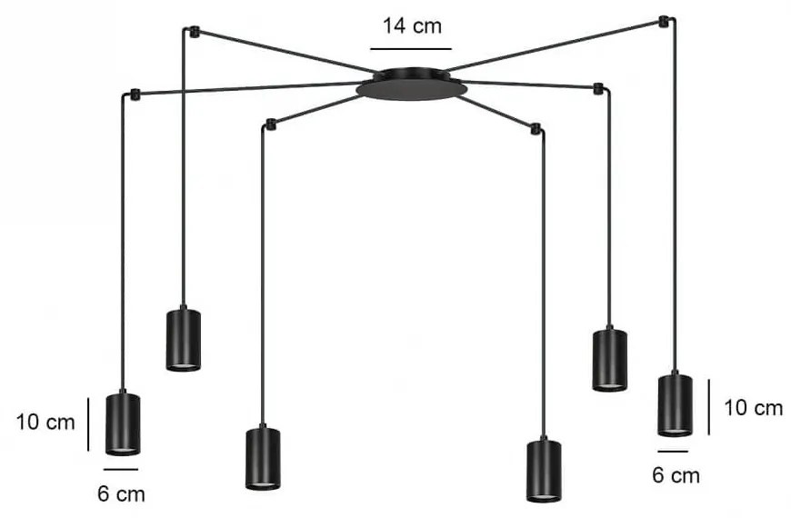 Lampadario a Sospensione in Acciaio TRAKER 6 BLACK e WHITE Colore del corpo Nero
