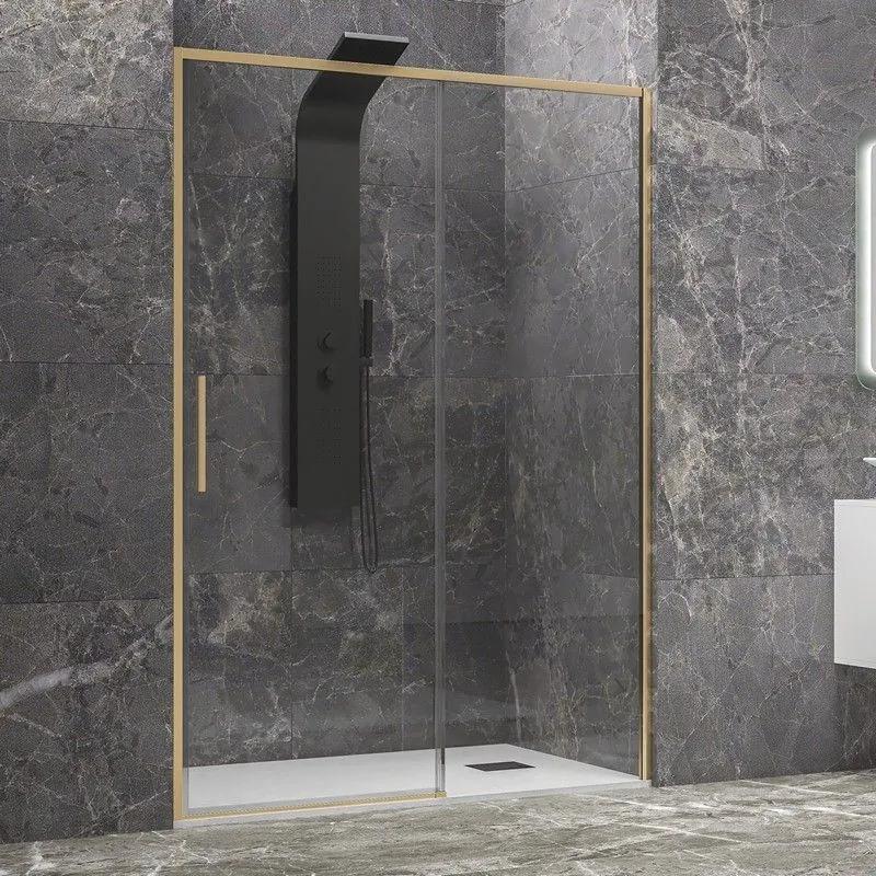 Kamalu - porta doccia 150 cm oro spazzolato altezza 200h | kla4000g