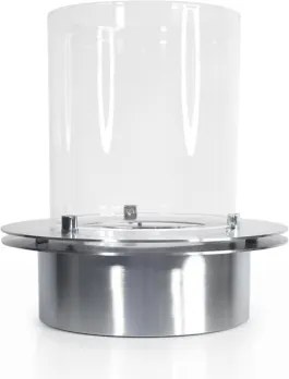 Bruciatore tondo con vetro per camino a bioetanolo biocamino inox 3 lt d.35