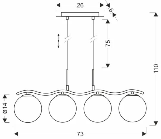 Lampadario sospeso con cavo LUMOS 4xG9/20W/230V nero fumé
