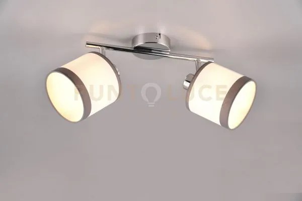 Davos barra 2 spots orientabili metallo cromato paralumi bianco e g...