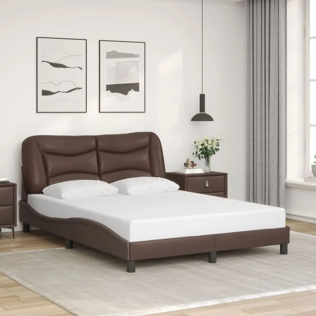 Giroletto Con Testiera Marrone 120x200 Cm İn Similpelle /