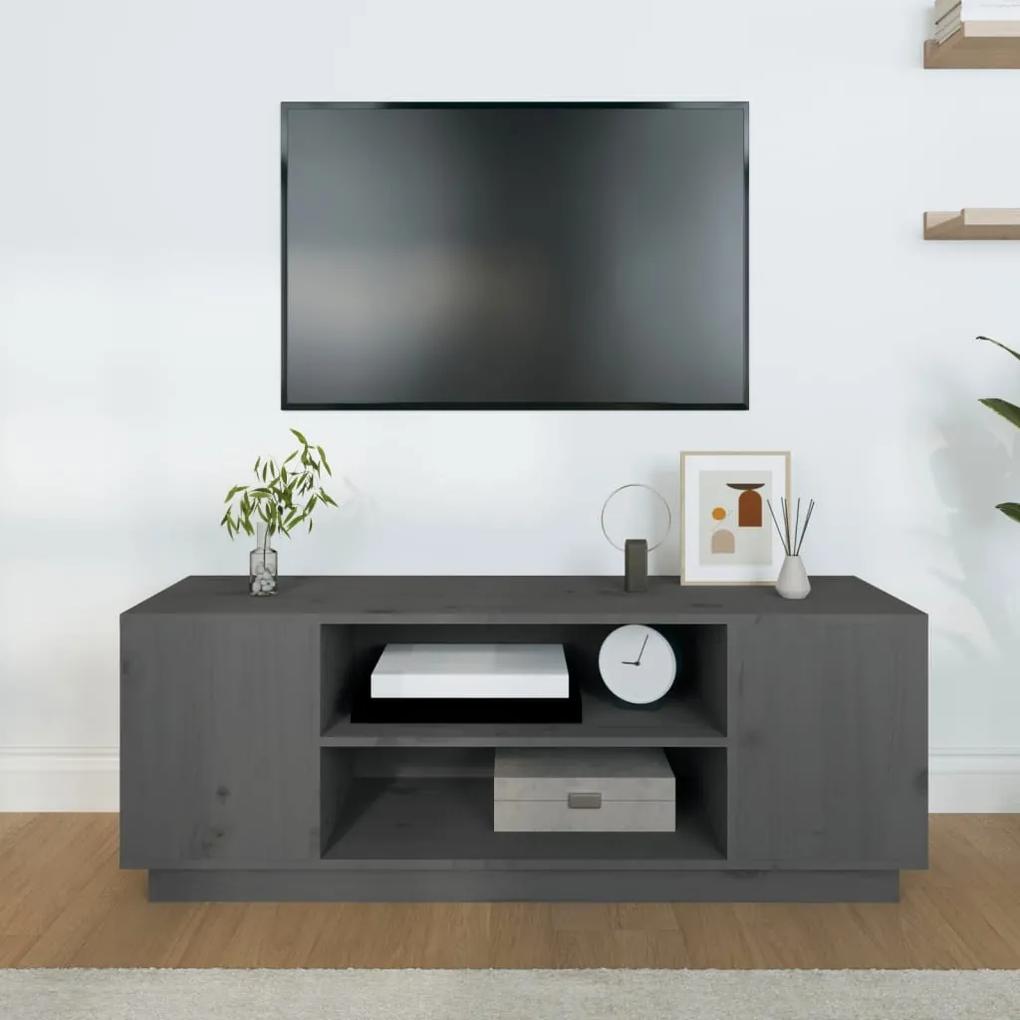 Mobile porta tv grigio 110x35x40,5 cm in legno massello di pino