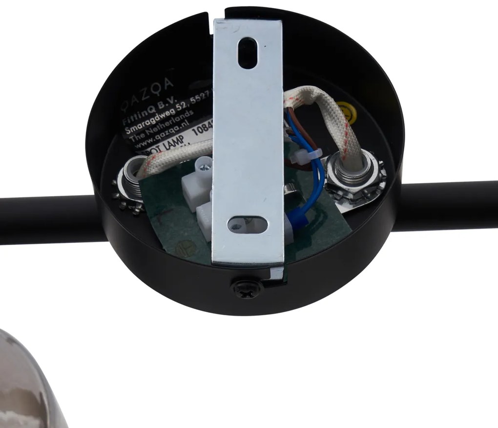 Plafoniera moderna nera con vetro fumé rotondo a 2 luci - Cilin