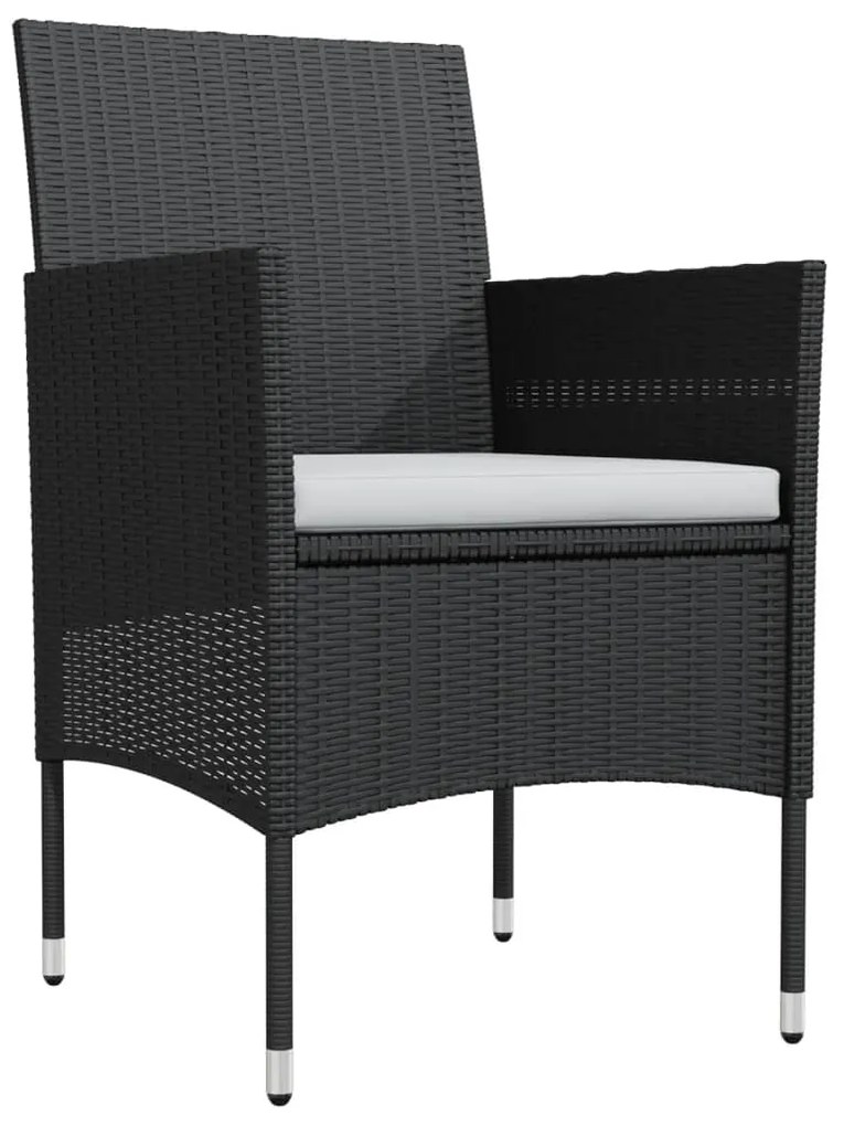 Set da pranzo per giardino 9 pz con cuscini nero