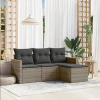 Set Divani da Giardino 4 pz con Cuscini in Polyrattan Grigio 3225906